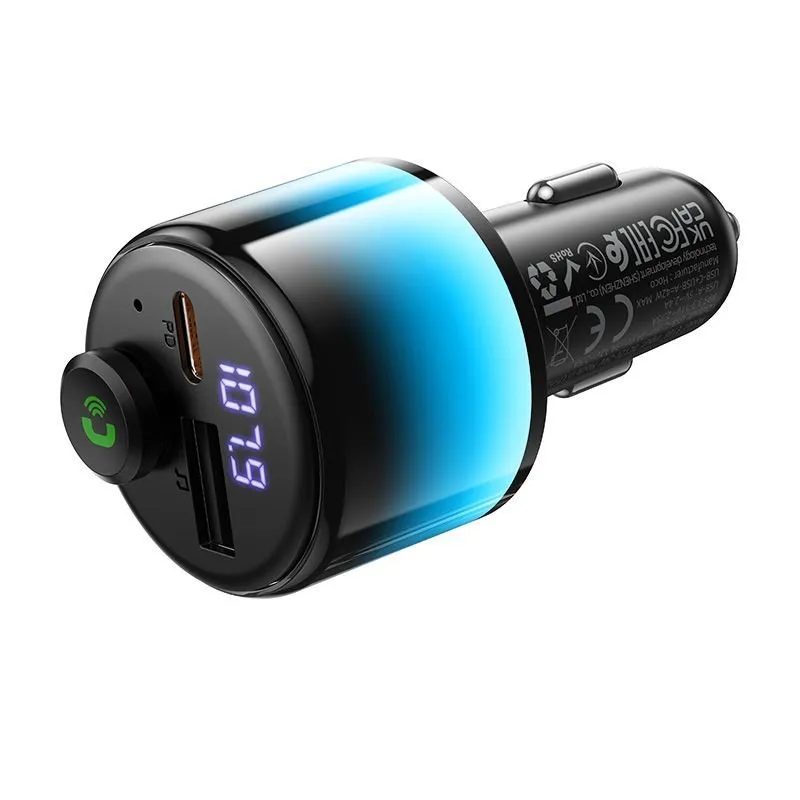 Bluetooth FM transmiter za auto Hoco 2 x USB-A + USB-C QC3.0 PD 42W E166 crna