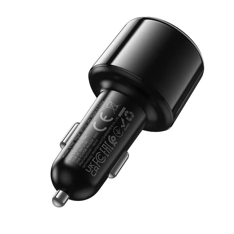 Bluetooth FM transmiter za auto Hoco 2 x USB-A + USB-C QC3.0 PD 42W E166 crna
