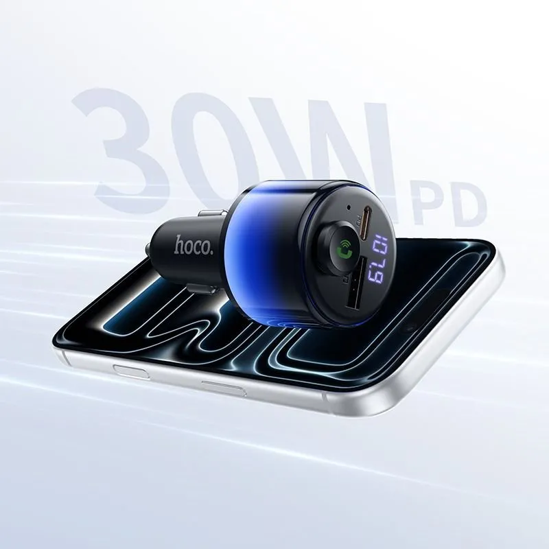 Bluetooth FM transmiter za auto Hoco 2 x USB-A + USB-C QC3.0 PD 42W E166 crna